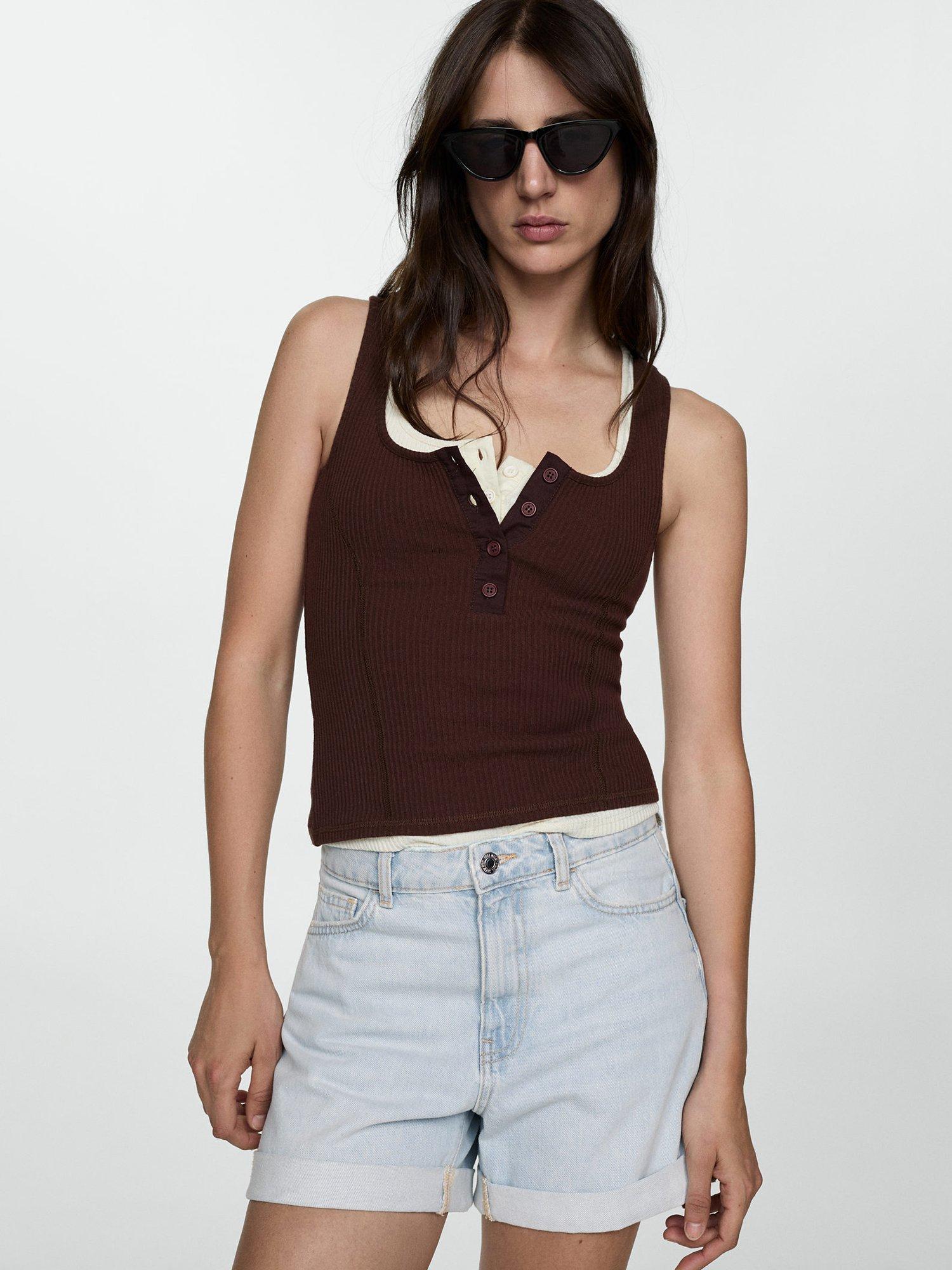Mango Denim Mom Shorts, Open Blue