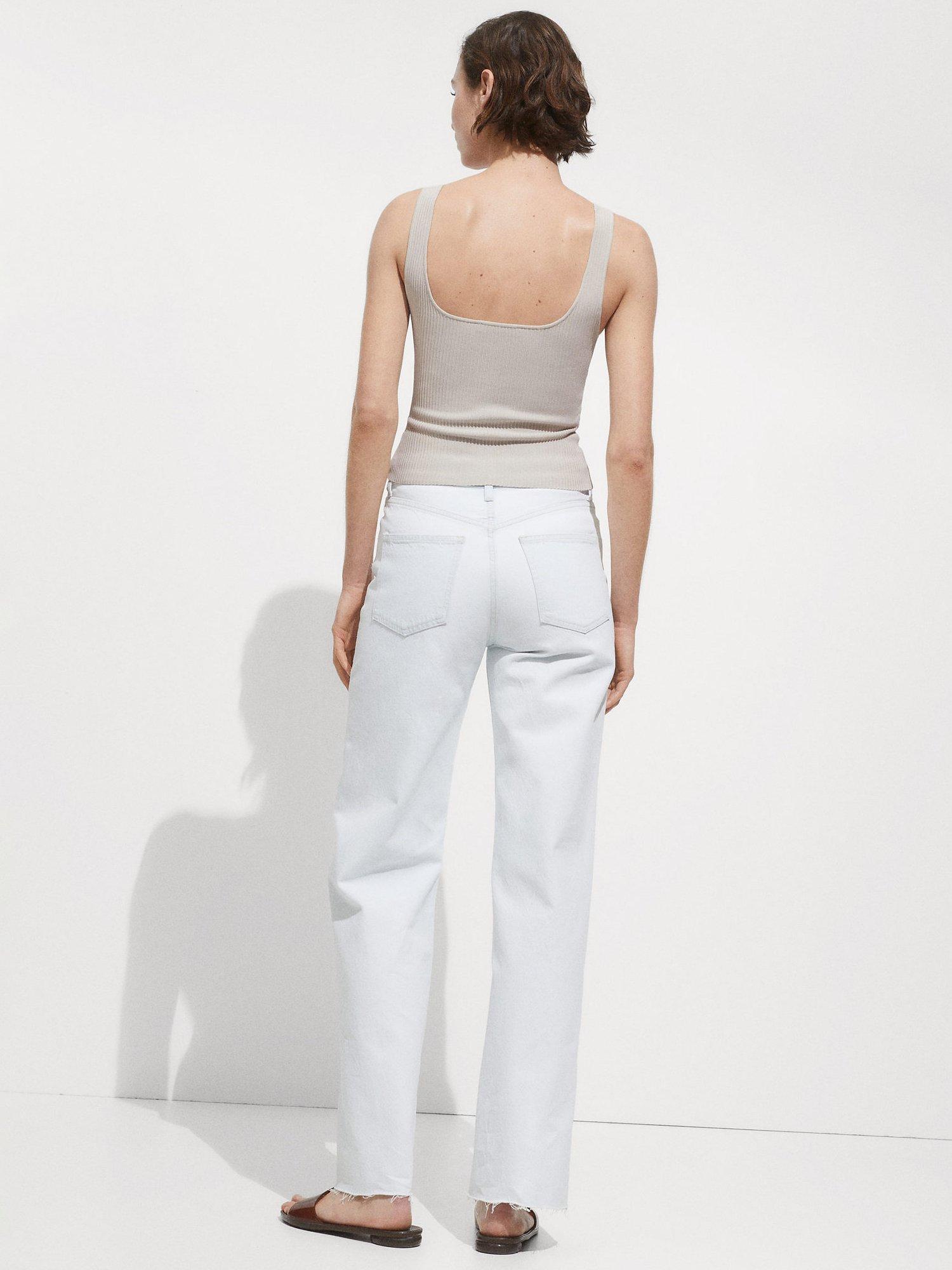 Product image 4 of 5, which shows Mango Bernal Rib Knit Top, Light Beige, M