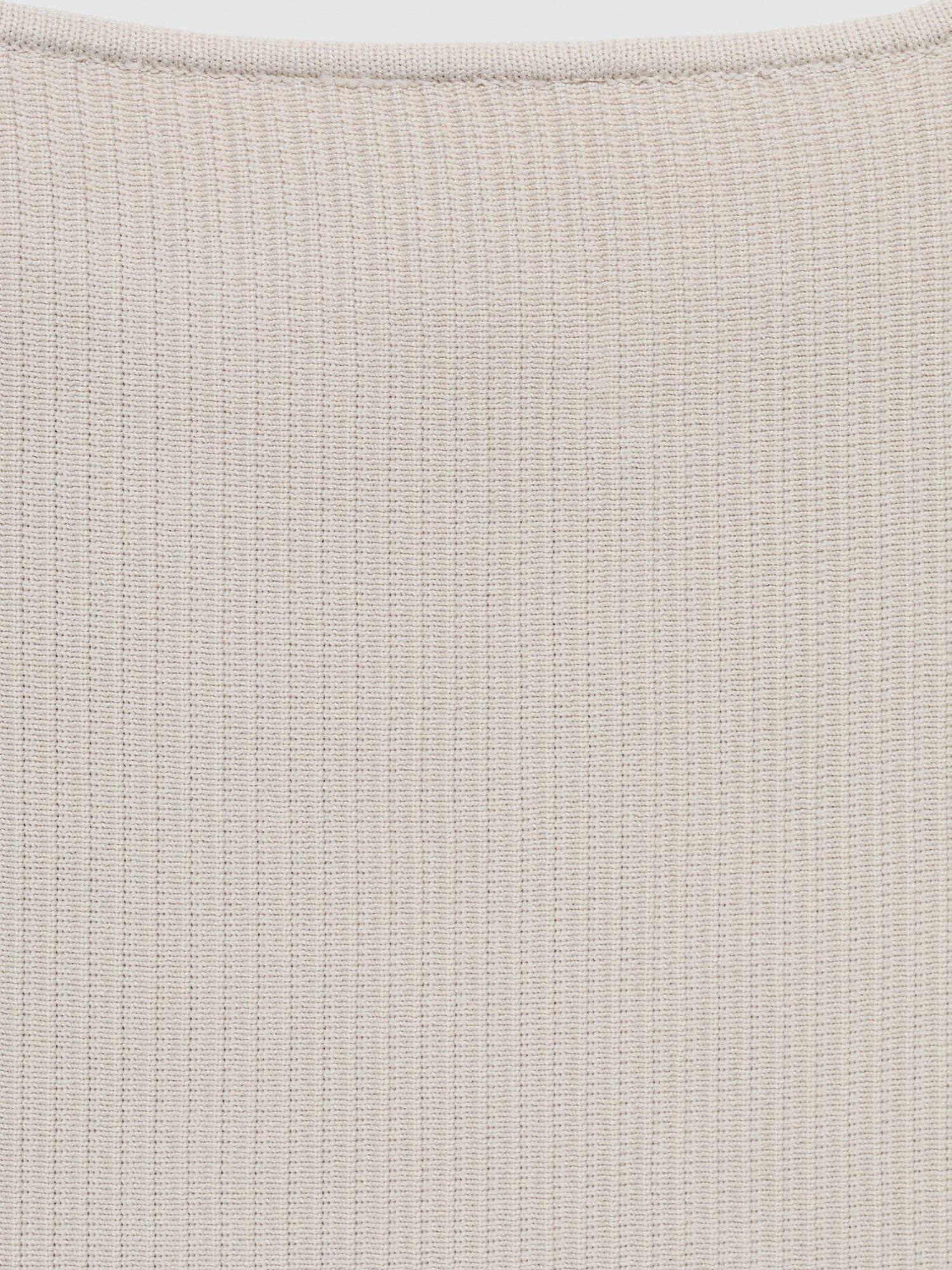 Product image 5 of 5, which shows Mango Bernal Rib Knit Top, Light Beige, M