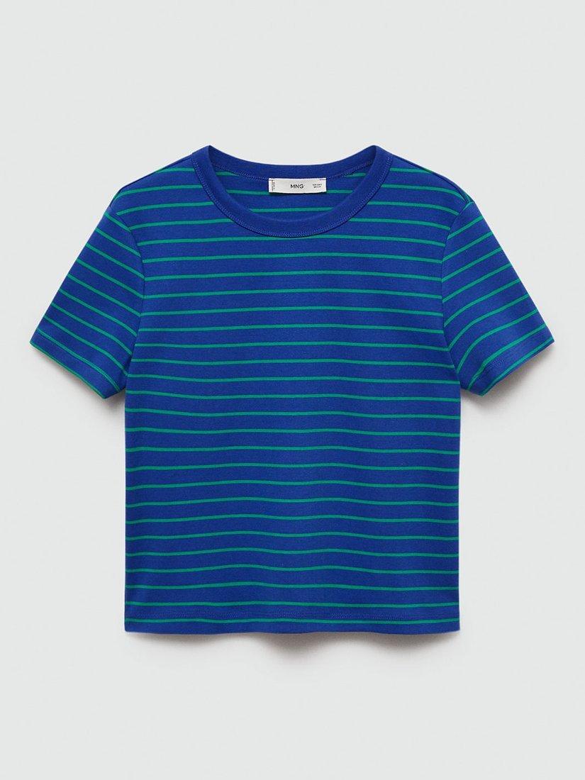 Mango Boxy Stripe T-Shirt, Medium Blue, XXS