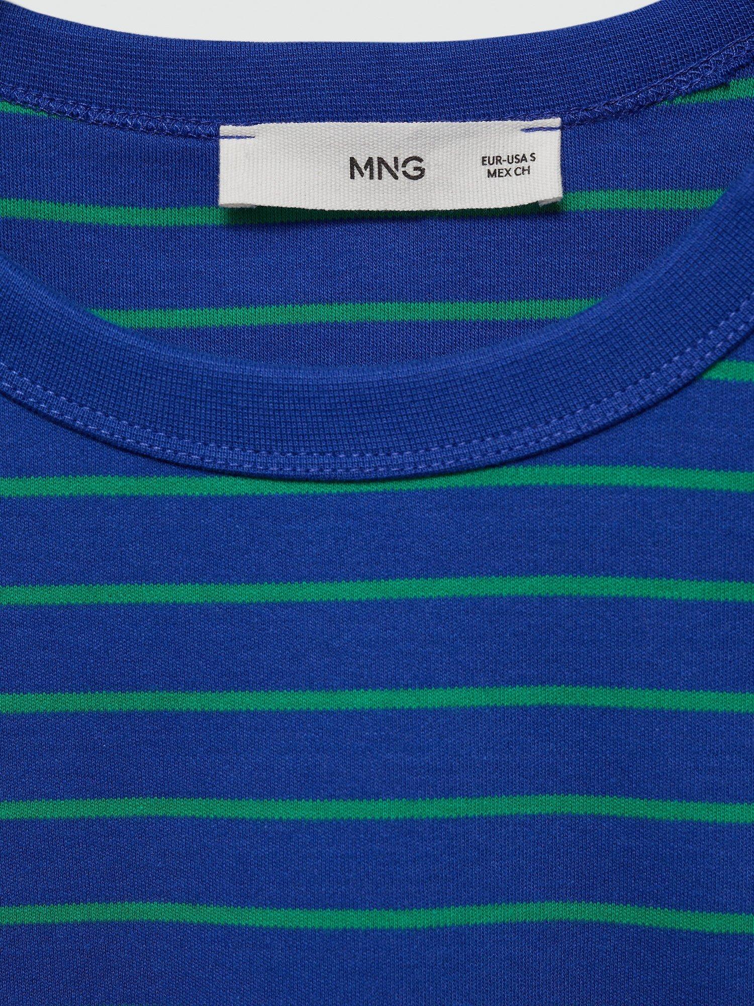 Mango Boxy Stripe T-Shirt, Medium Blue, XXS