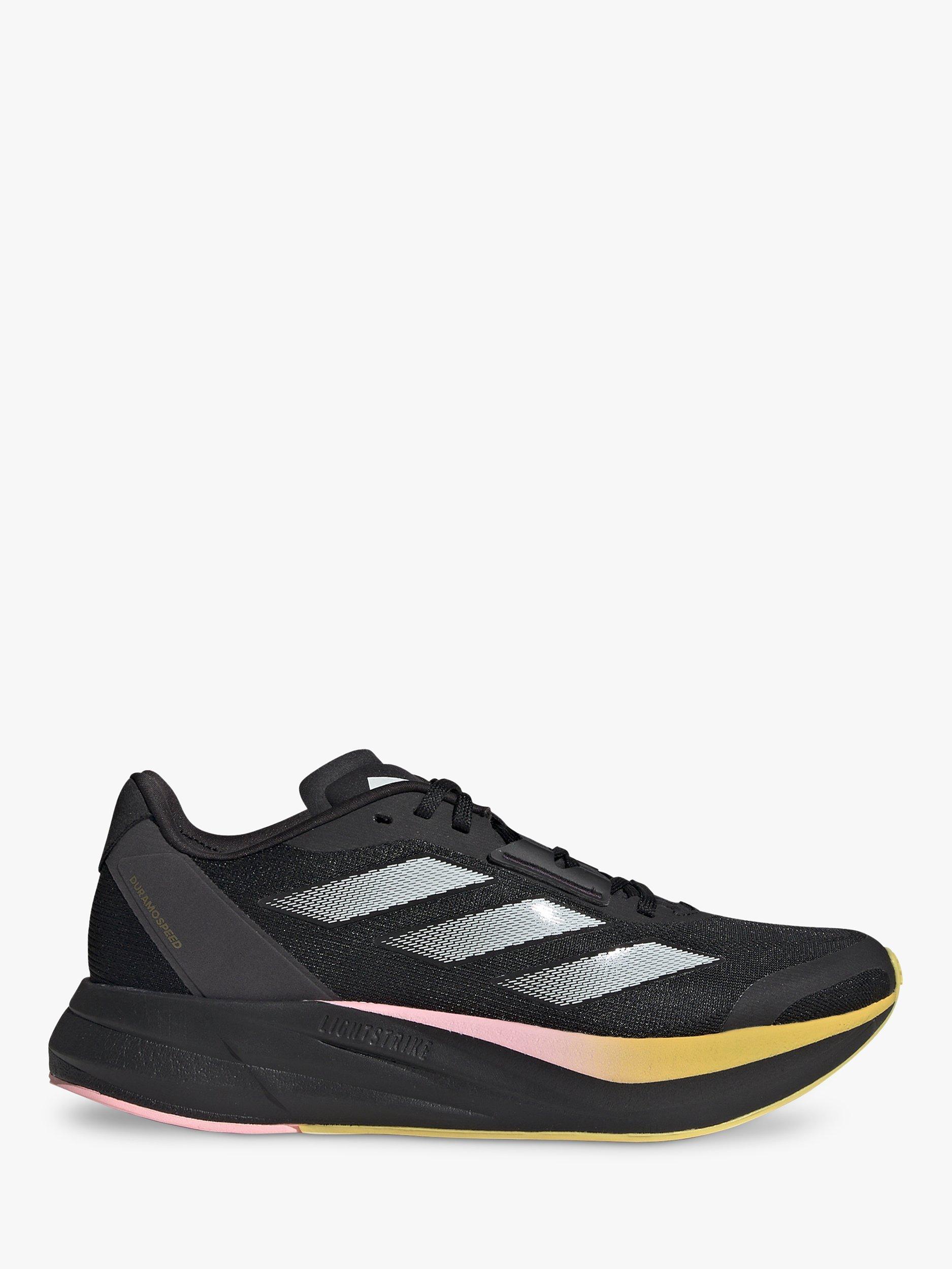 Product image 1 of 8, which shows adidas Duramo Speed Trainers, Black/Zero Met, 4