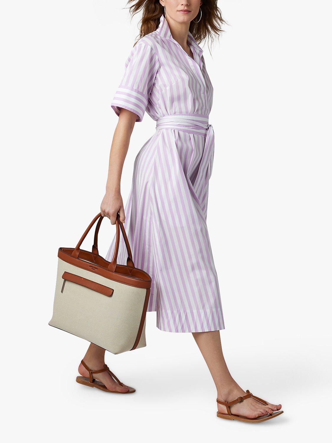 Jasper Conran London Ferne Striped A-Line Midi Dress, Lilac/White