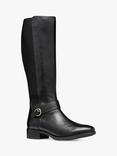 Geox Felicity Leather Knee High Riding Boots, Black