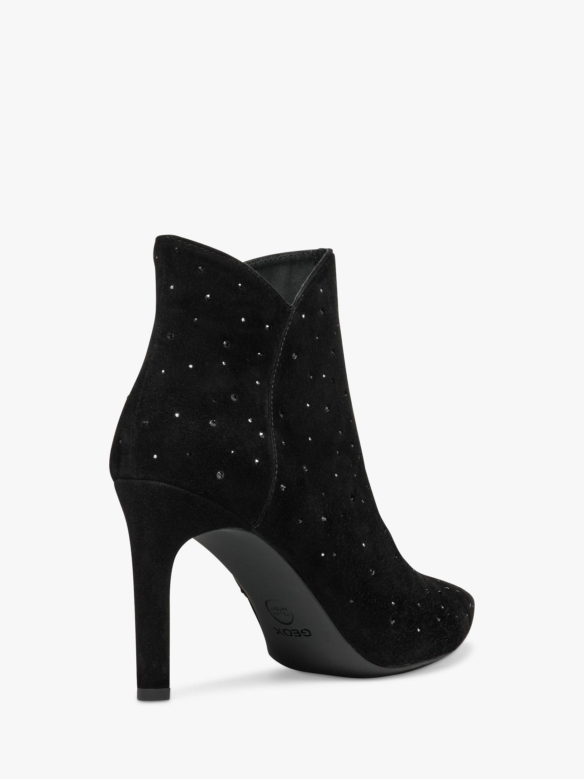 Product image 4 of 6, which shows Geox Faviola Suede Embellished Ankle Boots, Brilliant Black, EU36