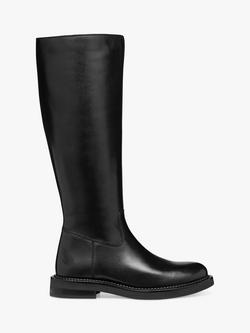 Geox Serilda Leather Long Boots, Black, Black