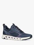 Geox Spherica ECUB-4 Suede Blend Trainers, Navy/Purple