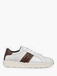 Geox Spherica ECUB-1 Leather Trainers, White/Dark Brown