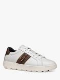 Geox Spherica ECUB-1 Leather Trainers, White/Dark Brown