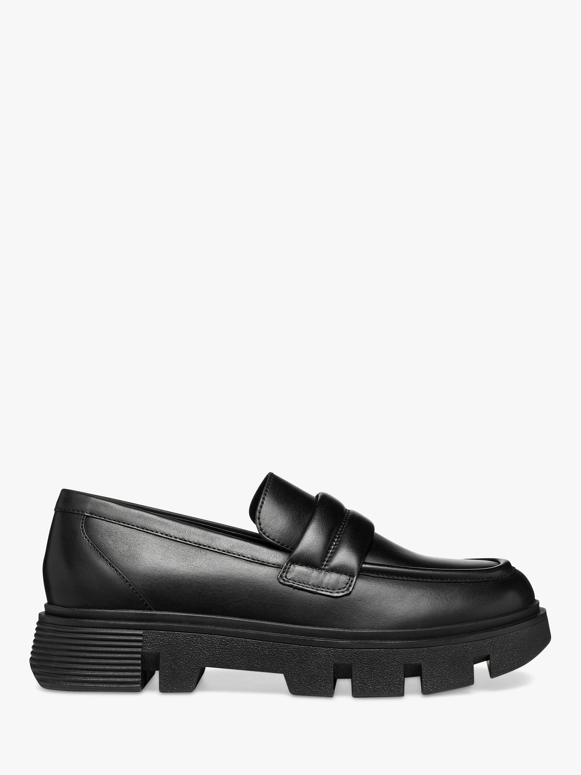 Product image 1 of 6, which shows Geox Vilde Leather Chunky Loafers, Black, EU39