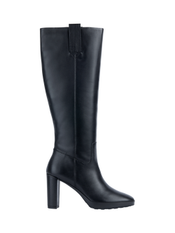 Geox Walk Pleasure 85 Leather Platform Heeled Boots, Black, Black