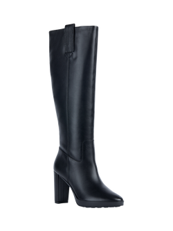 Geox Walk Pleasure 85 Leather Platform Heeled Boots, Black - view 2, Black