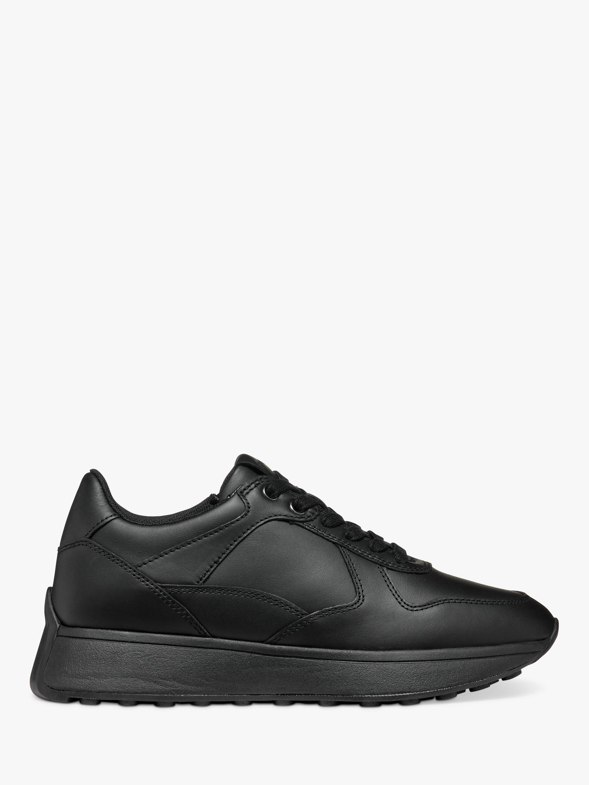 Geox black leather trainers on sale