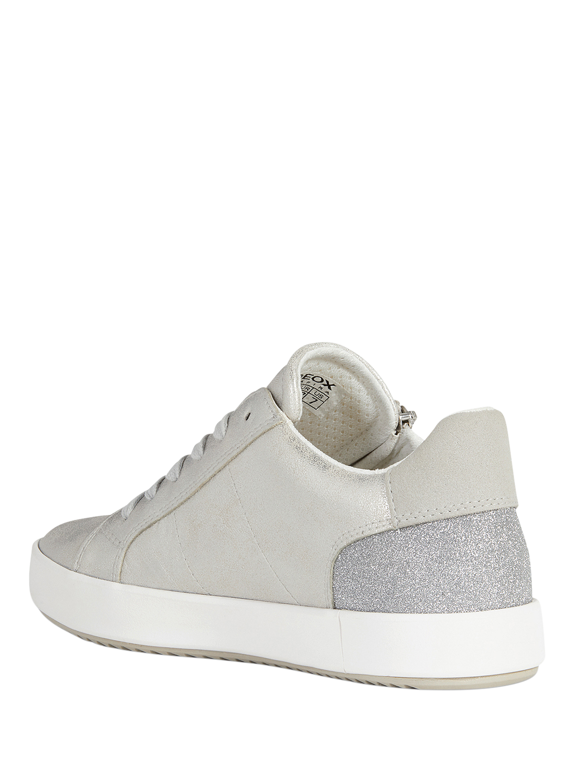 Product image 3 of 6, which shows Geox Blomiee Metallic Zip Detail Trainers, Silver, EU38