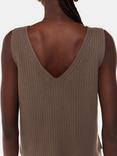 Whistles Cotton Blend Button Front Vest Top, Chocolate