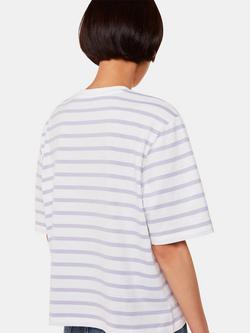 Whistles Striped Half Sleeve T-Shirt - view 2, White/Lilac