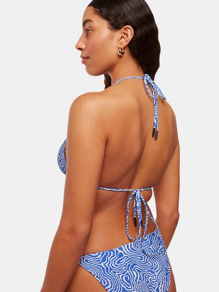 Whistles Ripple Wave Halterneck Bikini Top, Blue/White - view 2, Blue/White