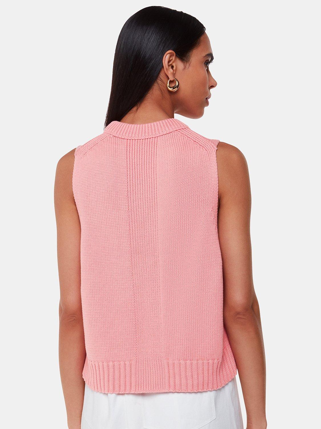 Product image 2 of 5, which shows Whistles Indie Rib Knit Tank Top, Pink, S