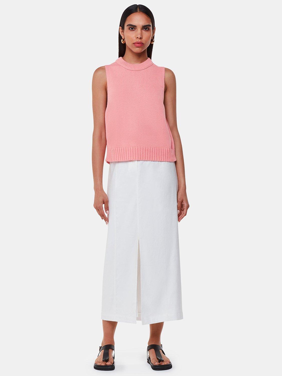 Product image 3 of 5, which shows Whistles Indie Rib Knit Tank Top, Pink, S