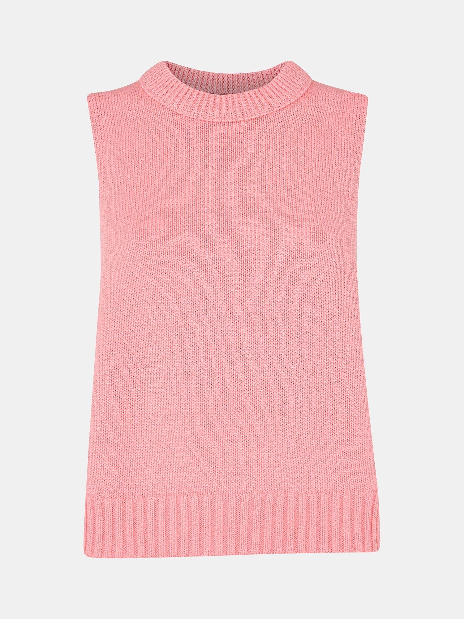 Product image 5 of 5, which shows Whistles Indie Rib Knit Tank Top, Pink, S