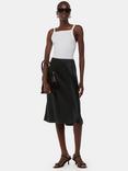 Whistles Satin Knee Length Skirt, Black