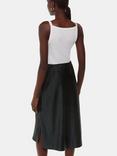 Whistles Satin Knee Length Skirt, Black