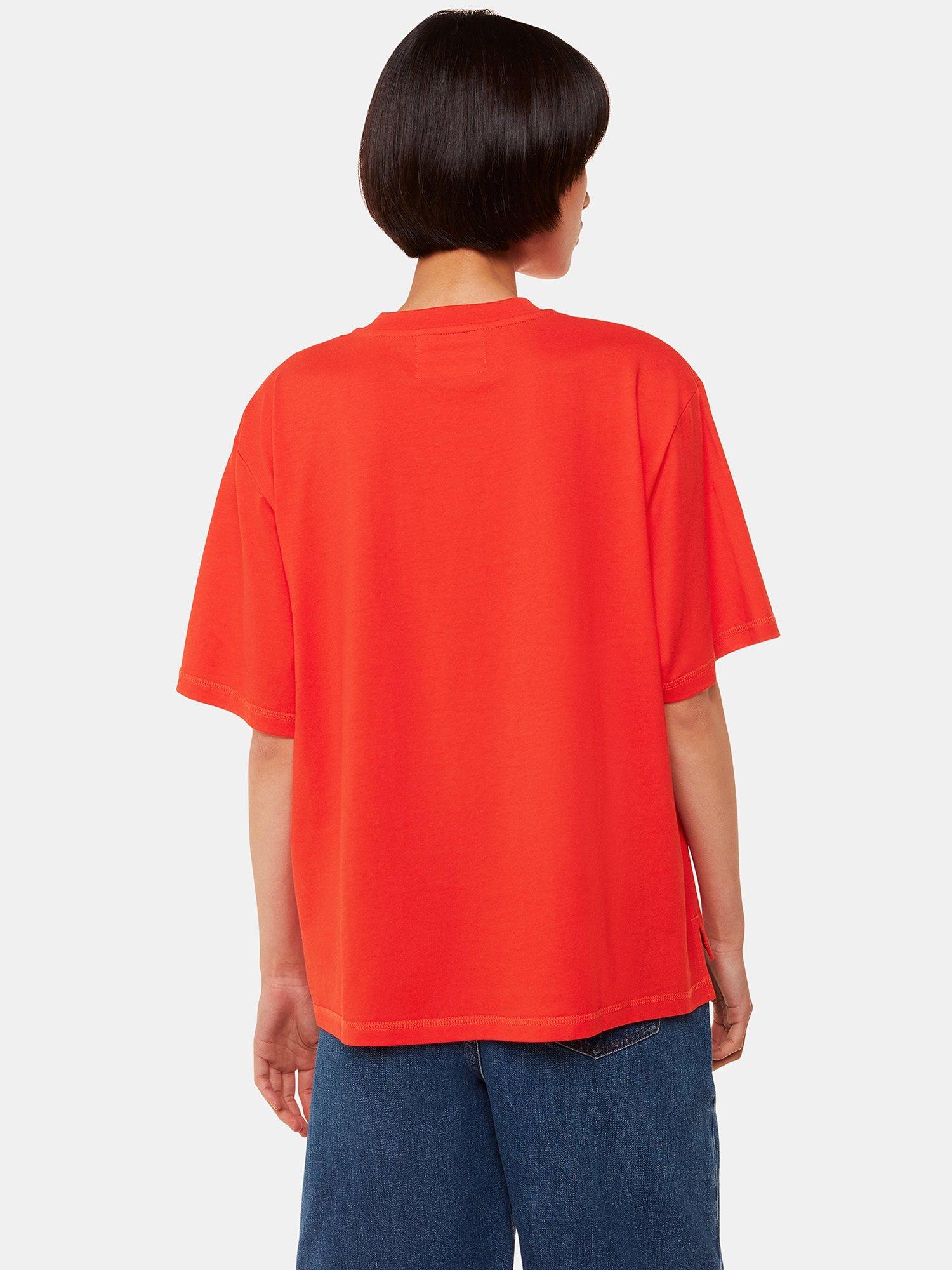 Product image 2 of 5, which shows Whistles Relaxed Cotton T-Shirt, Red, XS