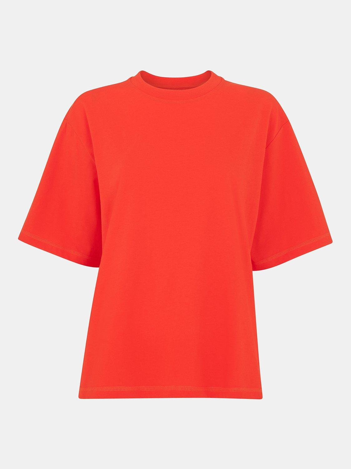 Product image 5 of 5, which shows Whistles Relaxed Cotton T-Shirt, Red, XS