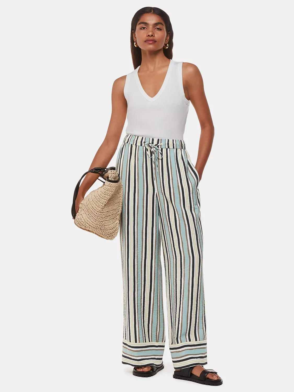 Striped pants women deals