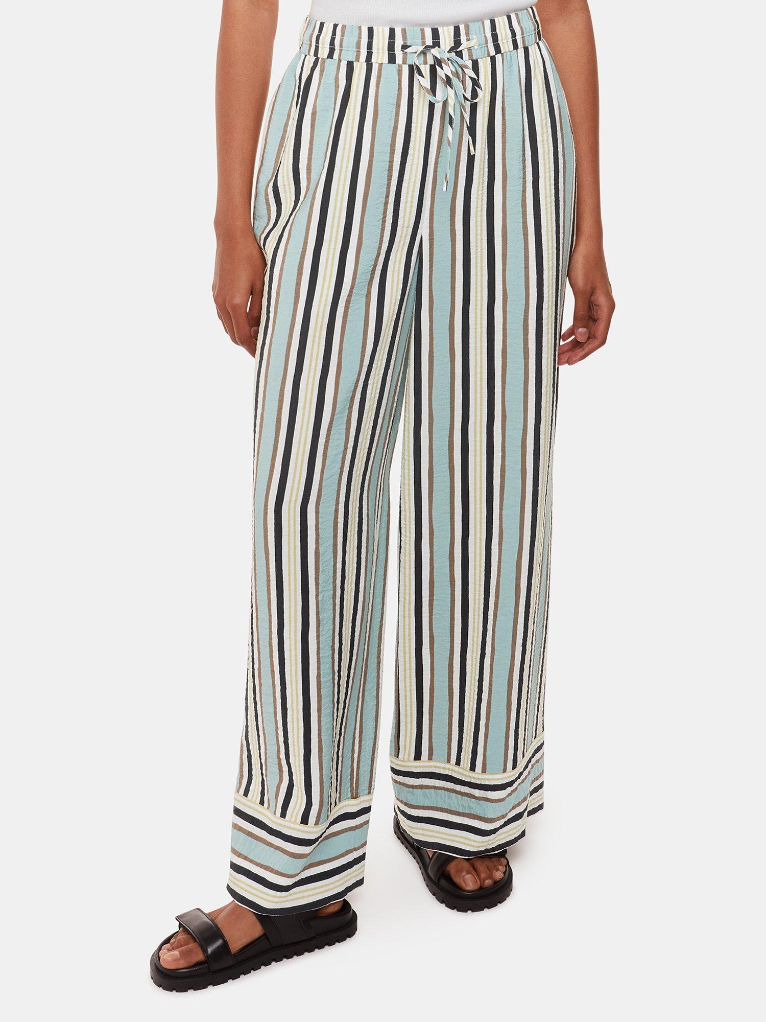 Product image 3 of 5, which shows Whistles Petite Vertical Stripe Trousers, Multi, 16
