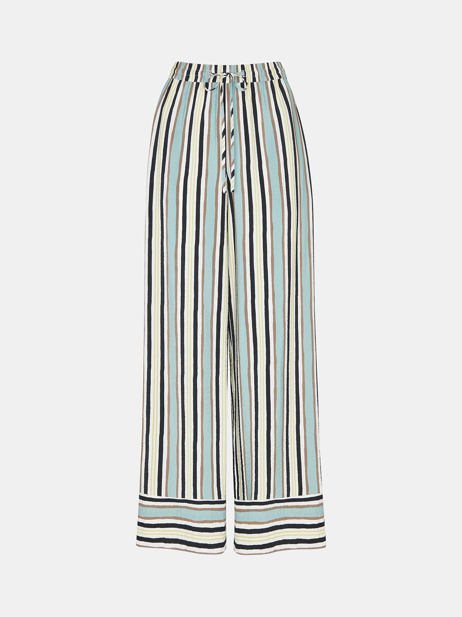Product image 5 of 5, which shows Whistles Petite Vertical Stripe Trousers, Multi, 16