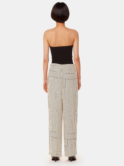 Whistles Angled Stripe Trousers, Ivory/Black - view 2, Ivory/Black