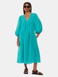 Whistles Gloria Linen Blend Midi Dress, Turquoise