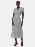 Whistles Abstract Print Ruched Waist Midi Dress, Multi