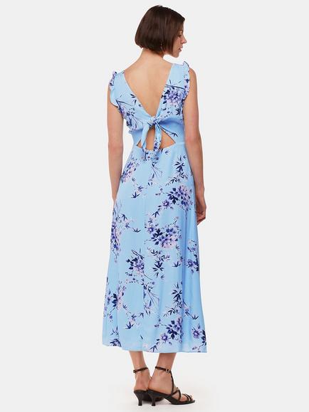 Whistles Bamboo Blossom Ruffle Dress, Blue/Multi - view 2, Blue/Multi