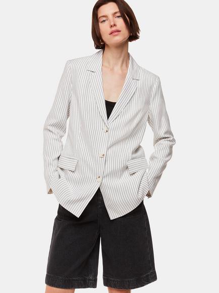 Whistles Petite Luna Stripe Blazer, Ivory/Multi, Ivory/Multi