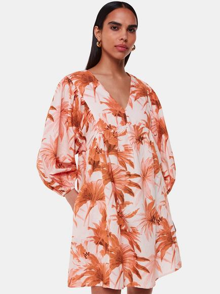 Whistles Gia Honolulu Print Mini Dress, Pink/Multi, Pink/Multi