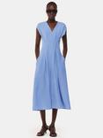 Whistles Panel Detail Linen Blend Midi Dress, Blue
