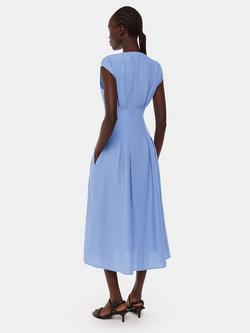Whistles Panel Detail Linen Blend Midi Dress, Blue - view 2, Blue