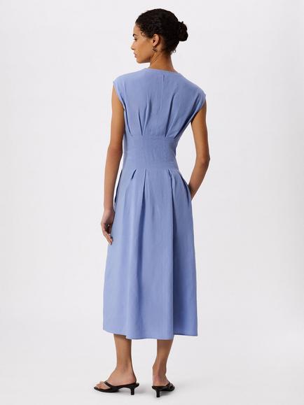 Whistles Panel Detail Linen Blend Midi Dress, Blue - view 2, Blue