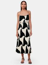 Whistles Gloria Linen Blend Midi Dress, Turquoise
