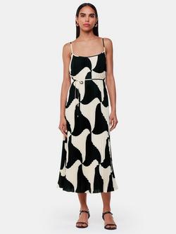 Whistles Triangle Swirl Pleated Dress, Black/Multi, Black/Multi