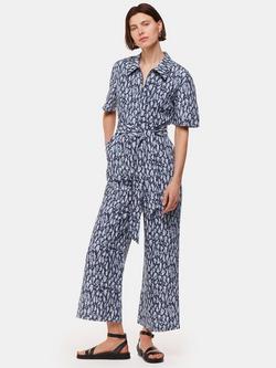 Whistles Petite Flaming Leopard Jumpsuit, Navy/Multi, Navy/Multi