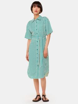Whistles Seaside Stripe Shirt Dress, Green/Multi, Green/Multi