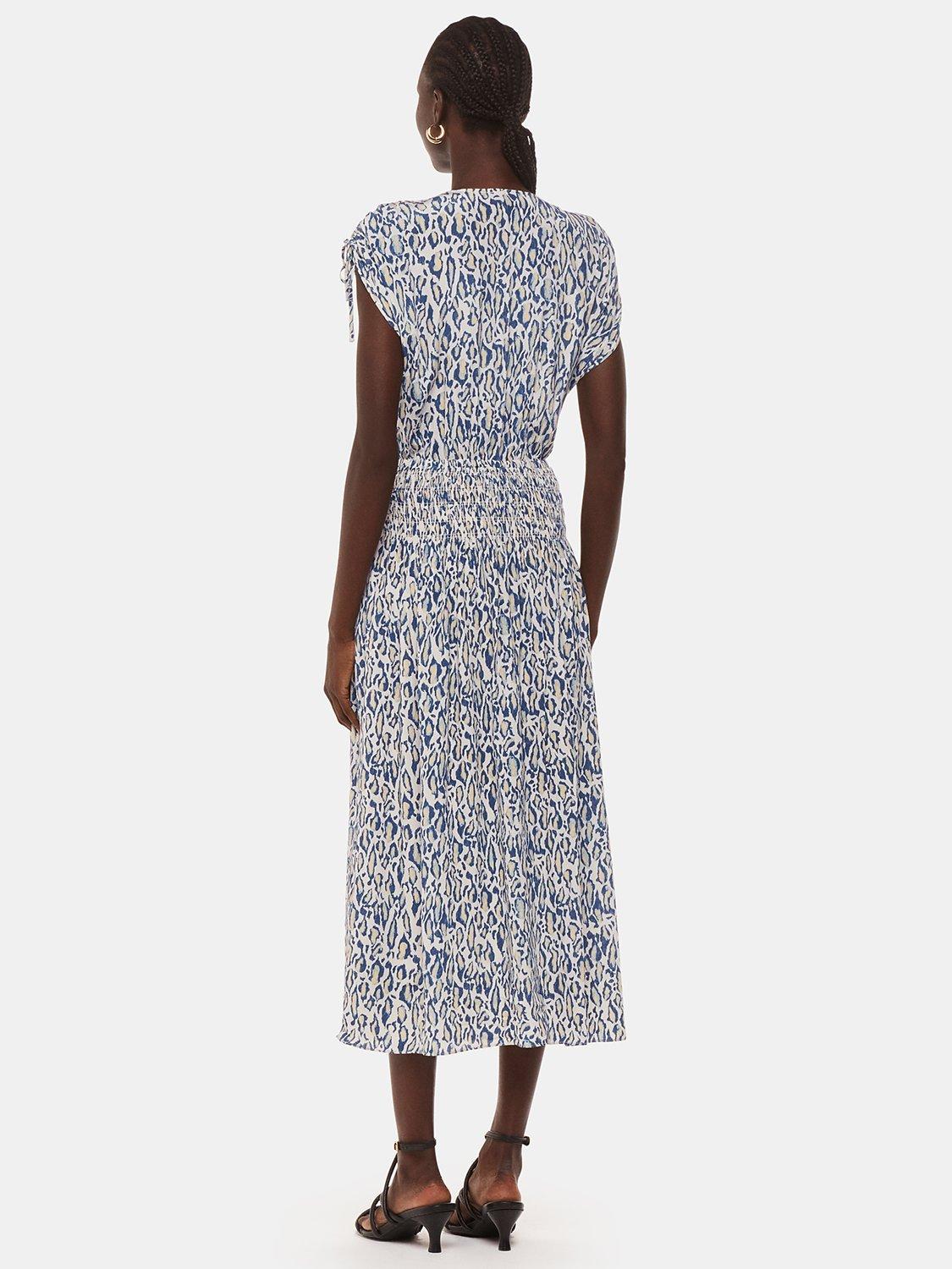 Product image 2 of 5, which shows Whistles Petite Flaming Leopard Dress, Ivory/Multi, 14