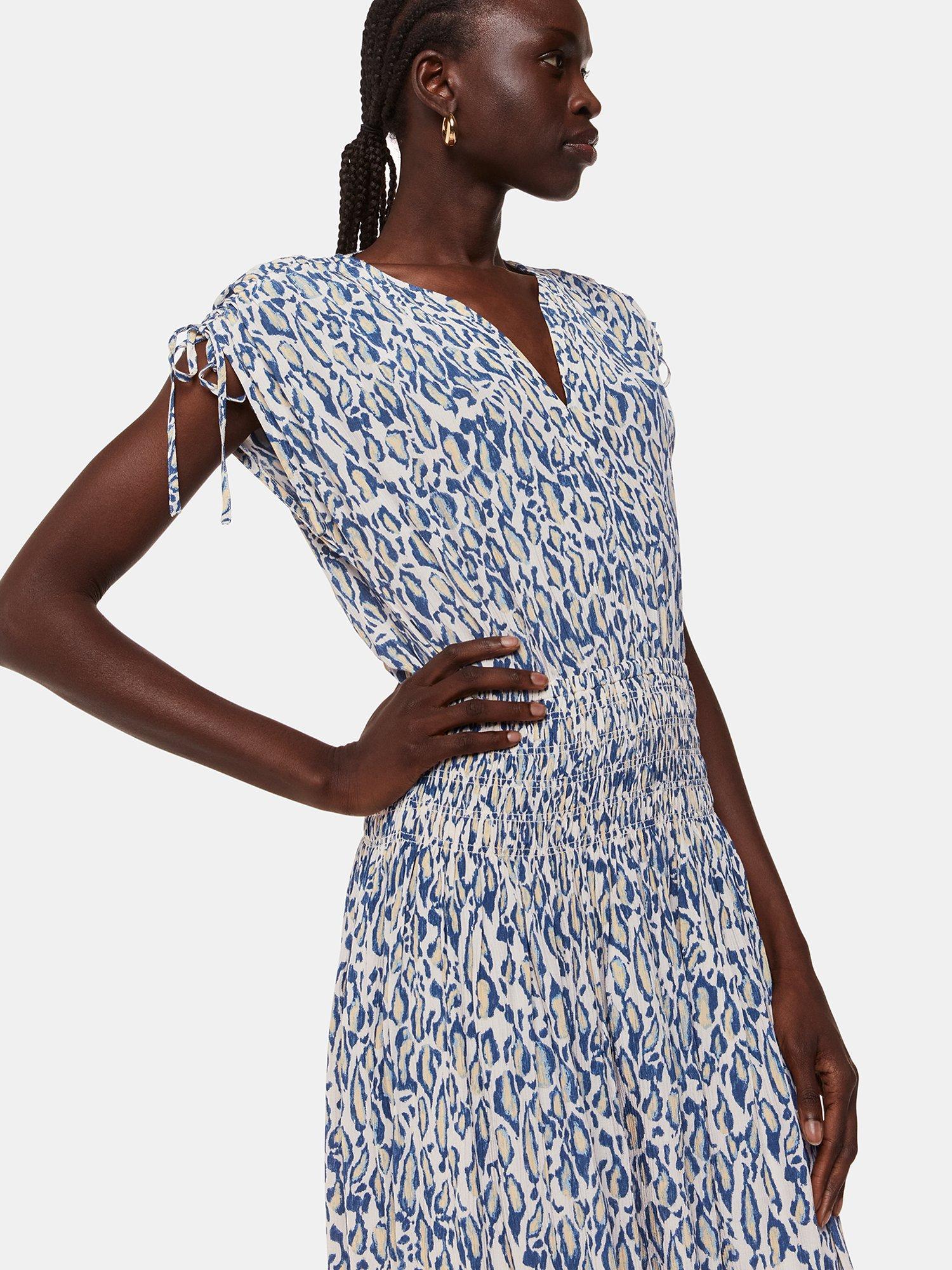 Product image 4 of 5, which shows Whistles Petite Flaming Leopard Dress, Ivory/Multi, 14