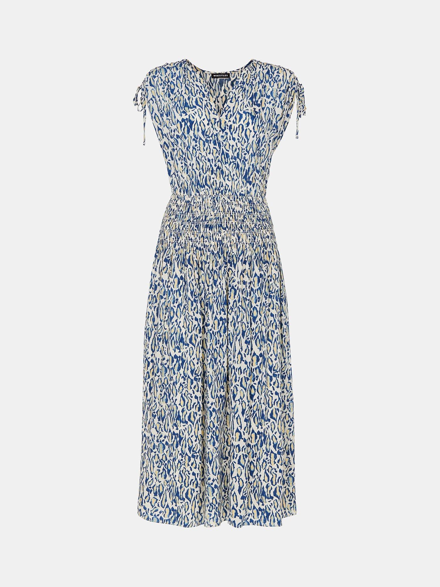 Product image 5 of 5, which shows Whistles Petite Flaming Leopard Dress, Ivory/Multi, 14