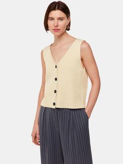 Whistles Cotton Blend Button Front Vest Top, Butter