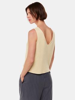 Whistles Cotton Blend Button Front Vest Top - view 2, Butter