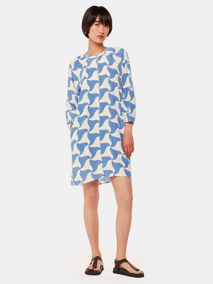 Whistles Spun Triangle Mini Dress, Blue/Multi, Blue/Multi